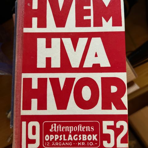 HVEM HVA HVOR  1952-1956 - PENE BØKER / Oppdatert annonse