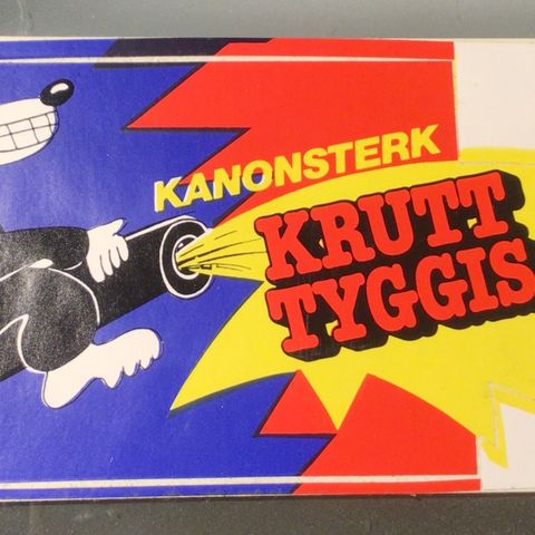 Klistremerke Krutt Tyggis fra 80-tallet