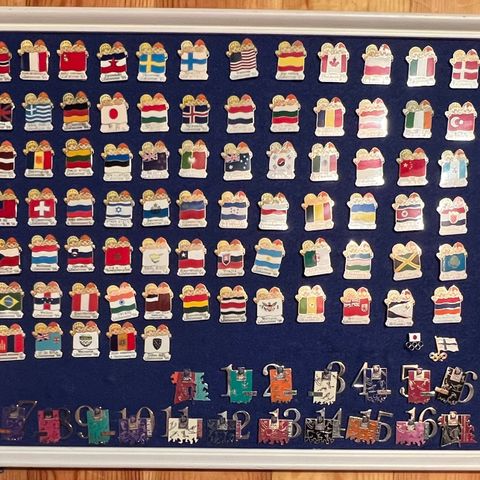 Pins fra OL på Lillehammer 1994 - 77 nasjoner mm.