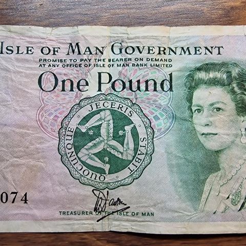 Isle Of Man 1 Pound (1983) Slitt Seddel