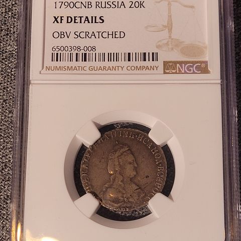 Russian 20 Kopek 1790 CNB.