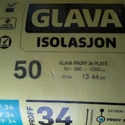Isolasjon Glava  plate 50mm