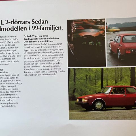 Bilbrosjyre Saab 99 L 1976