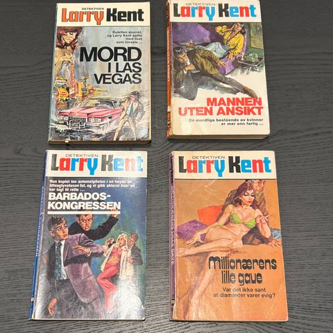 4 stk pocketbøker «Detektiven LARRY KENT» fra 1973-1974