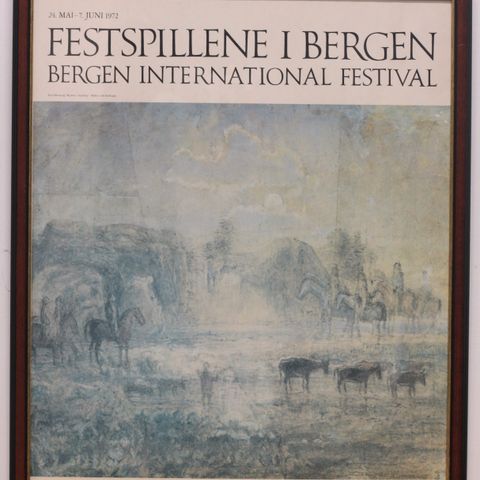 Stor innrammet plakat, Festspillene i Bergen. 1972 Lars Hertevig