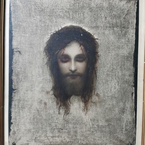 Flott Jesus bilde med åpne og lukkede øyne Eliotipia, Roberto Hoesch, Milano.