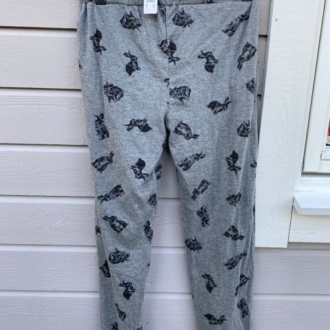 NY søt grå pysjamas bukse m/kaniner  str. S