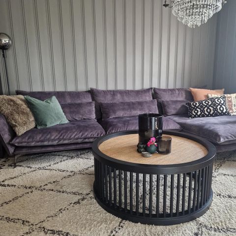 Fløyel sofa med sjeselong