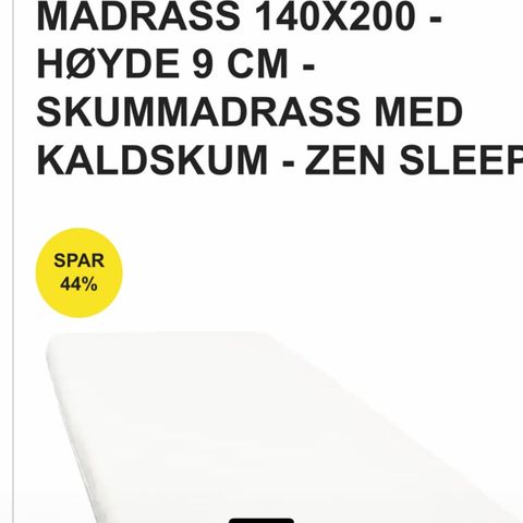 Helt ny  Zen sleep  kaldskum madrass 140x200x9