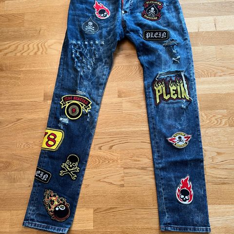 Helt ny Philipp Plein denim trousers tattoo patches str 32