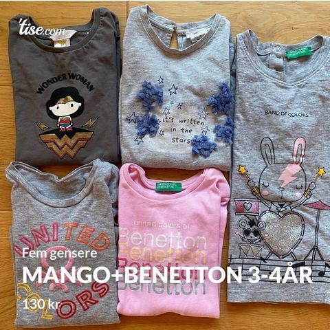 5 gensere 3-4 år fra Mango og United Colors of Benetton