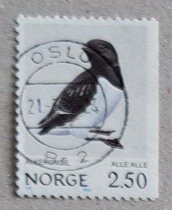 NK 932. Norske fugler IV. Alkekonge. Stemplet OSLO 21-7-86