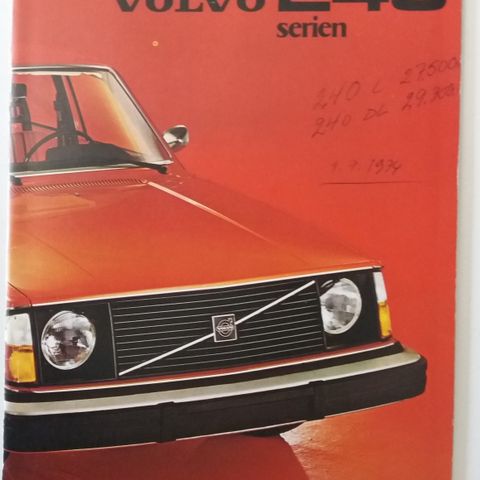 1975 VOLVO 240 Serien -brosjyre. (Svensk tekst)