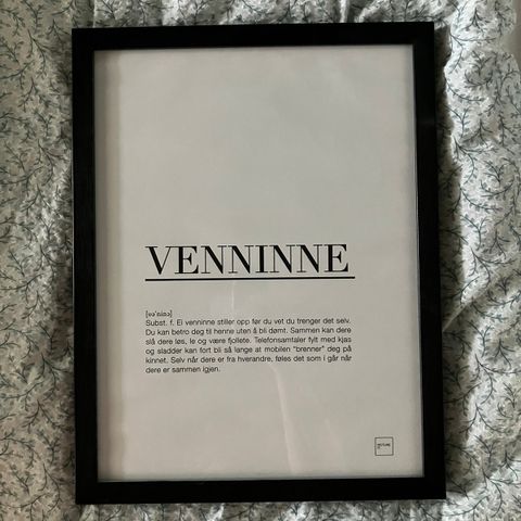 Innrammet «Venninne»-poster