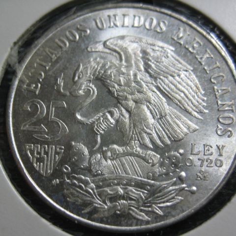 25 Pesos Mexico 1968  OL sølv unc