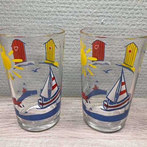 Vintage drikkeglass med maritimt design