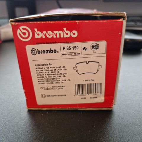Brembo P 85 190 bremseklosser (nye) Q7 A6 A7 A8 e-tron 19-