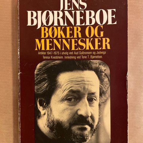 Jens Bjørneboe «Bøker og mennesker. Artikler 1947-1975»