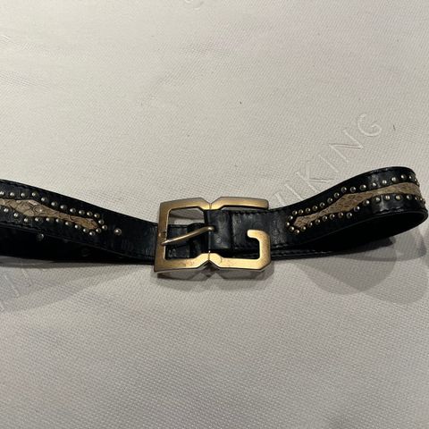 D&G sort skinn belte med slange skinn detaljer