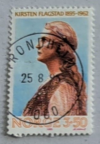 NK 1232. Kirsten Flagstad 100 år. Stemplet TRONDHEIM 25 8 95