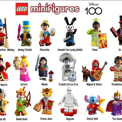 Komplett serie LEGO Minifigures 71038 Disney 100 år