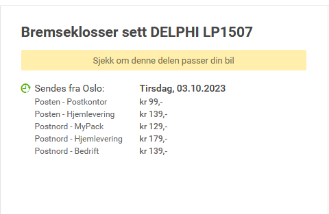 Bremseklosser sett | Bakaksel | DELPHI LP1507 | Honda