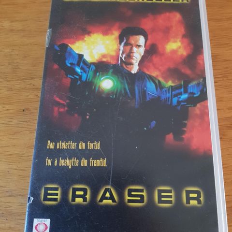 Eraser med Arnold Schwarzenegger Vhs Ny