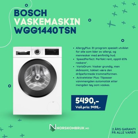 Kvalitets Bosch Vaskemaskin - Gjør et Grønt Kupp hos Norskombruk.no