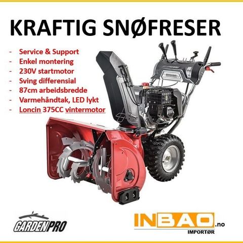 15HK GardenPro 87cm Snøfreser / hjul