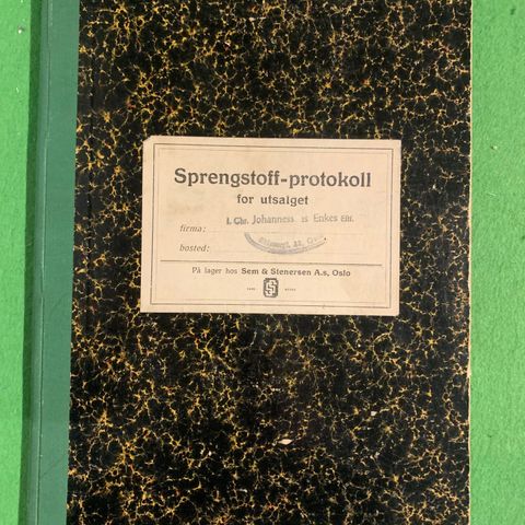 Sprengstoff-protokoll for I.Chr Johannessens Enkes Eftf.  (1953)