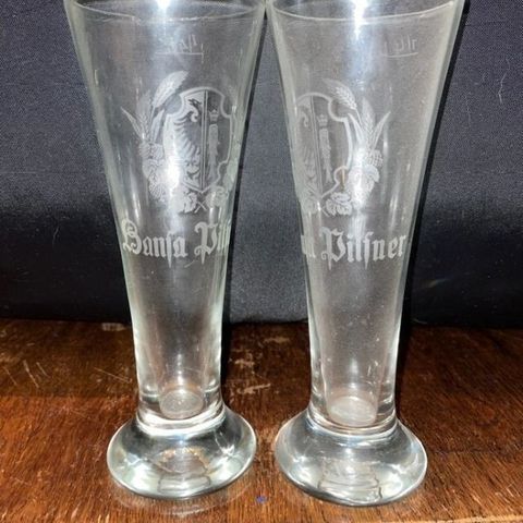 2 stk gamle hansa pilsner glass