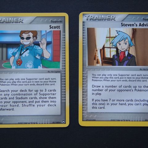 12 x gamle non Holo Ex Power Keepers 2007: Scott, Steven's Advice, Mawile
