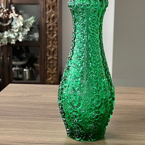 Vintage 1970s Green Glass Vase by Oberglas Stölzle