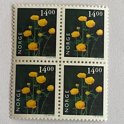 Norge 2000 Norsk flora IV  Ballblom NK 1384 4-blokk Postfrisk