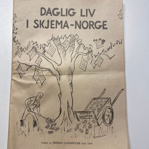 Valgkamp-hefte fra 1949 for Høire, «Daglig liv i Skjema-Norge»