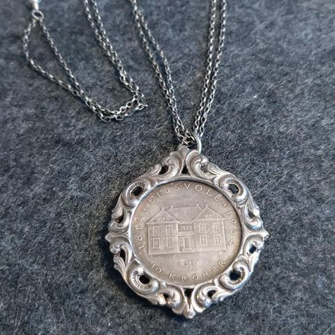 10 kr Sølvmynt i halskjede/ unikt smykke
