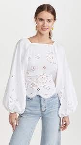 GANNI Bluse Med Broderie Anglaise