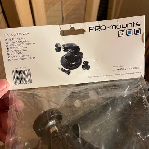 Suction Cup Mount Sugekoppfeste til GoPro