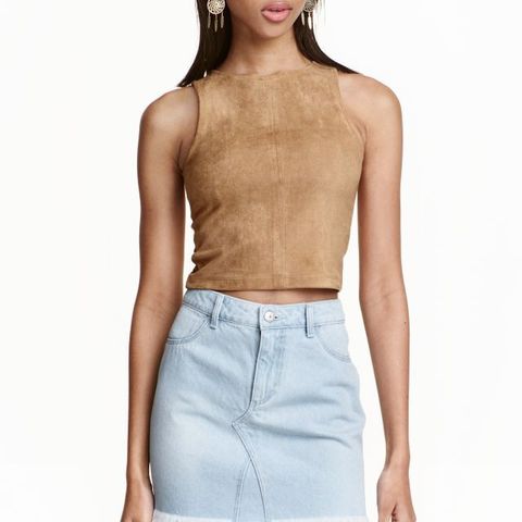 Brun semsket crop top fra hm str. s