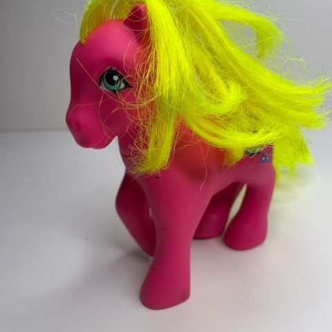 Vintage My Little Pony Rosa og neongul 1984 Hasbro G1