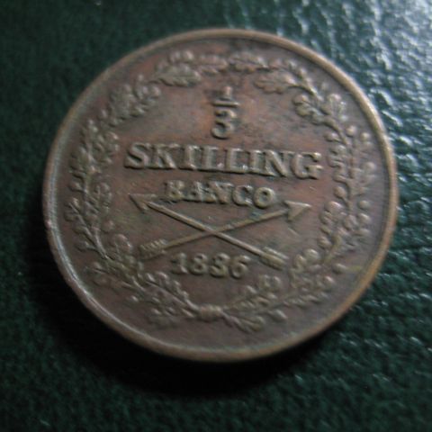 1/3 skilling 1836 sverige  carl 14