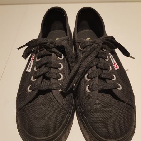 Superga platform sko, sort str. 36