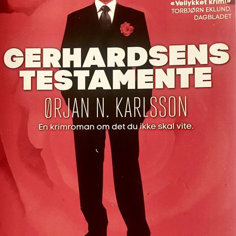 Ørjan M.Karlsson: "Gerhardsens testamente". Krim. Paperback