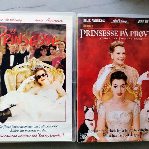 Dvd familiefilm. Prinsesse på prøve 1 og 2. Norsk tekst