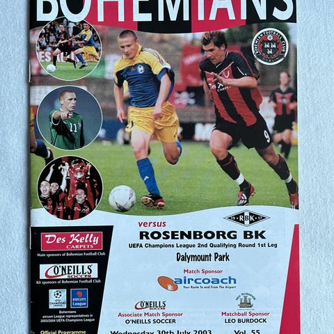 Program Bohemians - Rosenborg Champions League 2003