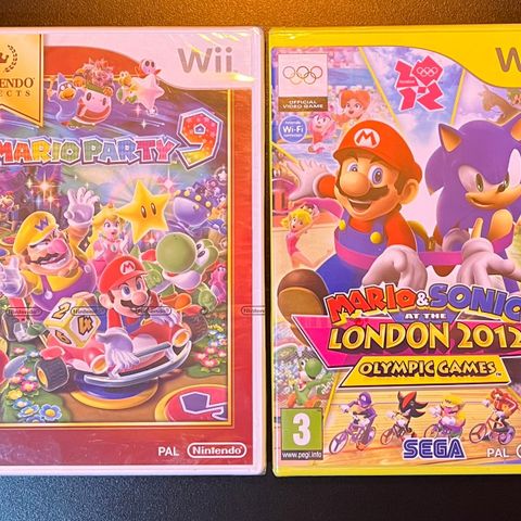 Mario Party 9 og Mario & Sonic nytt (forseglet) til Nintendo Wii