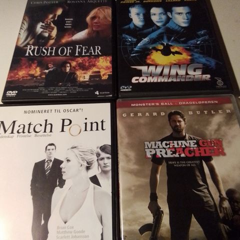 Macine Gun Preacher- Match Point- Wing Commander- Rush of Fear