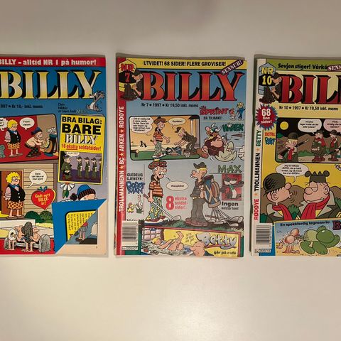 Billy nr 1, 7 og 10 fra 1997