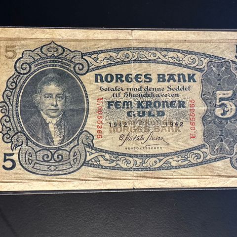 5 kr seddel Norge utgave 2 - 1942 - U  (475 AF)