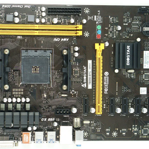 Biostar TB350-BTC 6xPCIe, AM4 DDR4 med CPU 3.5 GHz og 4GB Ram inkludert